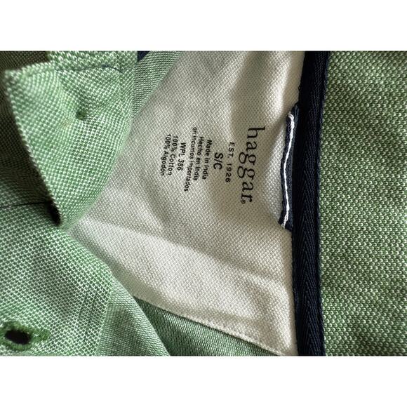 Haggar Men's Green Spread Collar Short Sleeve Button Up Polo Shirt Size S - Picture 4 of 7